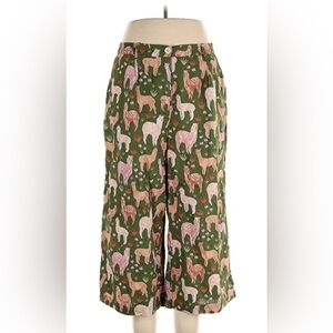 Princess Highway Linen Green Alpaca/Llama Print Culottes- Secret Pants!